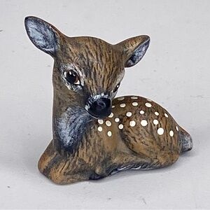 Vintage Fawn Deer Ceramic Molded Figurine Signed
